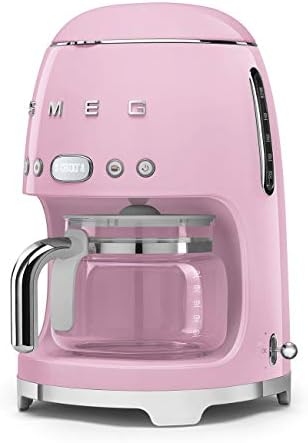 Smeg 50's Retro Style Aesthetic Drip Coffee Machine with 10 Cup Glass Carafe, Auto Start Feature, Keep Warm Plate, and Two Coffee Strength Settings (Pink) - Image 2