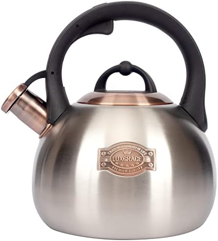 3.1 Quart Teal Whistling Tea Kettle for Stove Top, Food Grade Stainless Steel by LUXGRACE