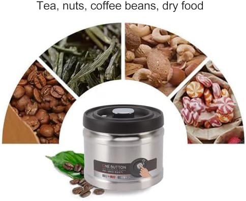 Food Storage Container, Vacuum Sealed Coffee Container, 304 Stainless Steel Coffee Canister, Press Type Airtight Food Storage Container with Lid for Coffee Beans Tea Nuts (1100ML - Image 6