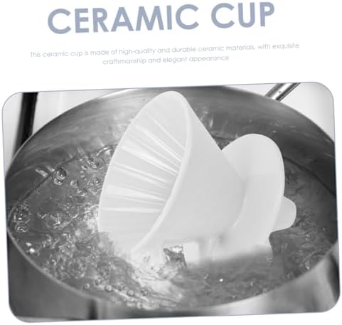 VILLCASE Ceramic Coffee Filter Cup with 3 Holes, White Dripper - Image 5