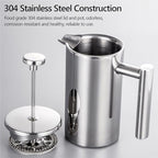 350ml/800ml/1000ml Coffee Maker Pot French Press Stainless Steel Double Walled Insulated(1000ml) - Image 3