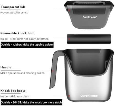 Ourokhome Knock Box Espresso Accessories, The Latest Patented Stainless Steel Espresso Machine Tool for Coffee, Salad Spinner Lettuce Dryer, One-handed Easy Press Large Vegetable Dryer Salad Mixer - Image 2