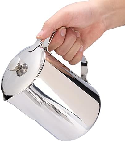 Zerodis Milk Frother Cup, Stainless Steel Milk Frothing Pitcher Latte Cup with Ergonomic Handle Spout Coffee Cup Mug Metal Steamer Cup for Home Coffee Milk Making (2000ml) by Zerodis