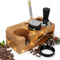 Espresso Tamping Station With Tools - 58mm - Includes Tamper, Distributor, Dosing Funnel & Brush - Wooden Coffee Tamper Station - Espresso Organizer & Portafilter Holder, Best Gift for Coffee Lovers by AquatiQ