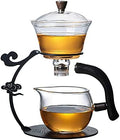 RORA Glass Teapot Set Semi Automatic Drip Rotating with Infuser Lazy Kungfu Tea pot Set (Black) by RORA