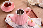 Jusalpha Porcelain Tea Set- Teapot and Creamer Sugar Bowl Set, Pink - Image 2