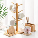 Coffee Mug Rack Cup Holders Tree Shape Wood Coffee Tea Cup Storage Holder Stand Hanging Display Rack Drinkware Shelf Home Kitchen Mug with 6 Hooks Mug Stands (Color : A) (B) - Image 2