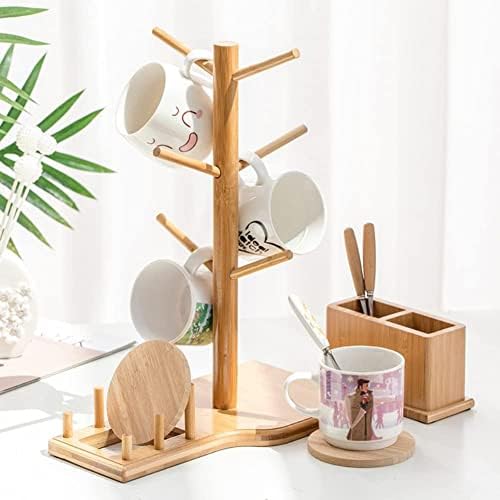 Coffee Mug Rack Cup Holders Tree Shape Wood Coffee Tea Cup Storage Holder Stand Hanging Display Rack Drinkware Shelf Home Kitchen Mug with 6 Hooks Mug Stands (Color : A) (B) - Image 2
