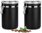 Walktosun Stainless Steel Food Container with Clear Lids Airtight Container Stackable Small Canisters Kitchen Pantry Storage for Cereal, Snacks, Candy, Herbs, Spices, Sugar, Tea (1.8L Dark Black-2) by Walktosun