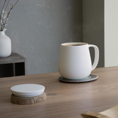 OHOM Ui+ Self-Heating Mug Set – Jasmine White | 18 fl oz / 532 mL Ceramic Coffee & Tea Mug Set with Heating Pad - Image 5
