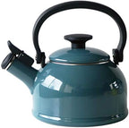 Fuji Enamel CTN-1.6WK.SB Whistling Kettle, Induction Compatible, Cotton, 0.4 gal (1.6 L), Smoke Blue by FUJIHORO