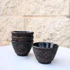 Ebros Gift Pack Of 4 Japanese Traditional Tetsubin Style Textured Surface Cast Iron Tea Cups Teacups Drinkware Tea Service Far East Decorative Accent (Bronze Oriental Dragon) by EbrosGift