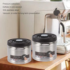 Food Storage Container, Vacuum Sealed Coffee Container, 304 Stainless Steel Coffee Canister, Press Type Airtight Food Storage Container with Lid for Coffee Beans Tea Nuts (1600ML - Image 3