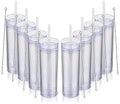 Volhoply 16oz Plastic Skinny Tumbler with Lid and Straw Bulk 8 Pack,Insulated Double Wall BPA Free Matte Acrylic Tumblers,Iced Coffee Travel Mug Reusable Party Cup,Customizable Diy Gifts(Clear,8 Set) by LiveFully%EF%BC%8CDrinkFreely%E2%80%94KeepGoingwithVolhoply%EF%BC%81