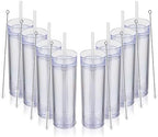 Volhoply 16oz Plastic Skinny Tumbler with Lid and Straw Bulk 8 Pack,Insulated Double Wall BPA Free Matte Acrylic Tumblers,Iced Coffee Travel Mug Reusable Party Cup,Customizable Diy Gifts(Clear,8 Set) by LiveFully%EF%BC%8CDrinkFreely%E2%80%94KeepGoingwithVolhoply%EF%BC%81