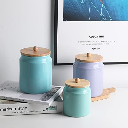 Sweejar Ceramic Kitchen Canisters, 58 FLOZ Porcelain Food Storage Jar with Airtight Seal Wooden Lid, Home Container Serving for Coffee Beans, Tea-leave, Sugar, Salt and More, Tool Bucket (Yellow) - Image 3