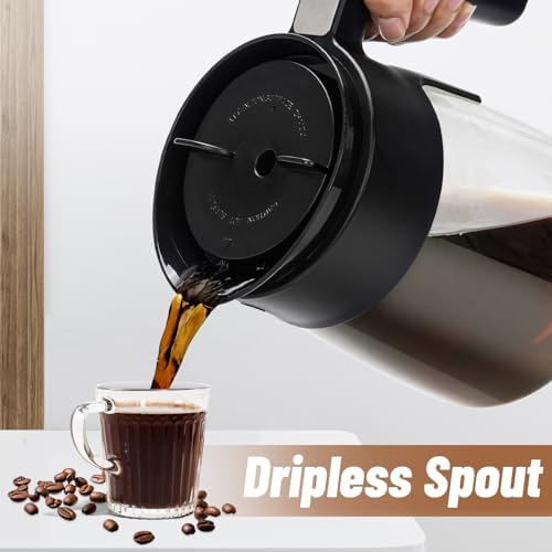 12 Cup Coffee Pot Replacement for Ninja Coffee Maker CFP101 CFP201 CFP301 CFN601 CFP250A CFP300 CFP307, Glass Carafe Replacement with Brew-Through Lid, Ninja Coffee Pot Replacement with Sturdy Handle - Image 3