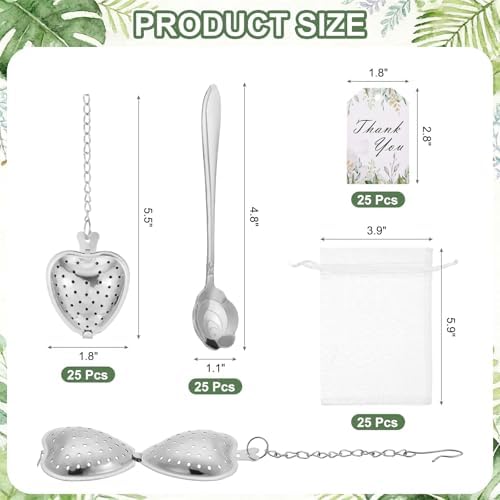 uxcell 25Set Bridal Shower Tea Party Favor Rose Spoon Heart Shape Silver - Image 2