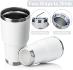 MEWAY 30oz Insulated Tumbler With Lids and Straws,Stainless Steel Double Vacuum Coffee Tumbler Cup, Brush, Durable Powder Coated Coffee Cup for Cold & Hot Drinks, Office, Travel(White,12 PACK) - Image 3