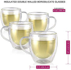Teabloom Double Walled Cups – 8 oz / 250 ml – Set of 4 Insulated Glass Cups for Tea, Coffee, Espresso, and More – Clarity Glasses - Image 4