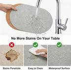 Premium Oval Faux Leather Placemat & Coaster Set with Innovative Cork-Look Printed Base，4/6/8-Piece Sets & 8 Colors，Non-Slip Dining Table Mats for Kitchen Dining - Image 3