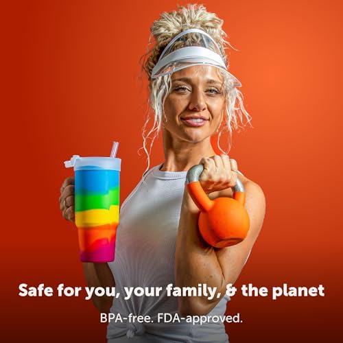 Silipint 32oz Silicone Tumbler with Handle Flip Lid and Straw – BPA-Free Non-Toxic Unbreakable Freezer Microwave Dishwasher Safe Tumbler – Perfect for Tea Cold Water Smoothies Pack of 4 - Image 5