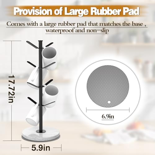 Marble Mug Holder Tree with 2–8 Adjustable Hooks - Image 2