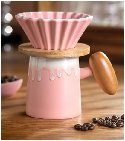 3pcs/set Pink Pour Over Coffee Set, Hand Brew Maker, Ceramic Pot Filter Dripper Accessories(1pc Coffee Filter) - Image 2
