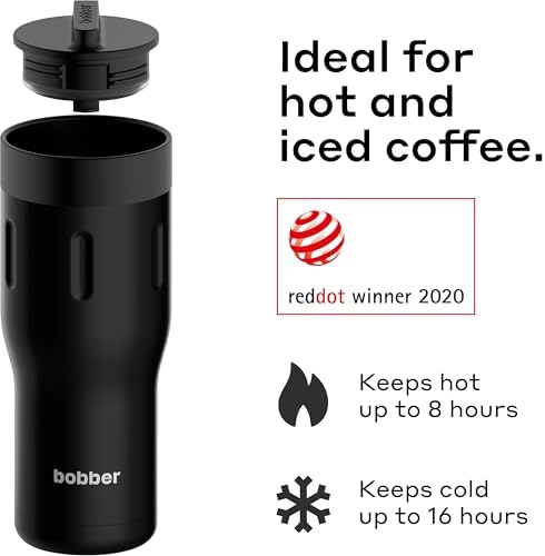 BOBBER - 16 Oz Vacuum Insulated Stainless Steel Portable Travel Coffee Mug With 100% Leakproof Locked Lid (Black Coffee) - Image 2