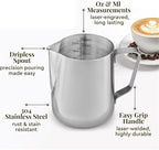 350/600/1000ml Milk Creamer Frothing Pitcher with Scale Stainless Steel Espresso Cups Latte Cup Frother(350ML With Scale) - Image 4