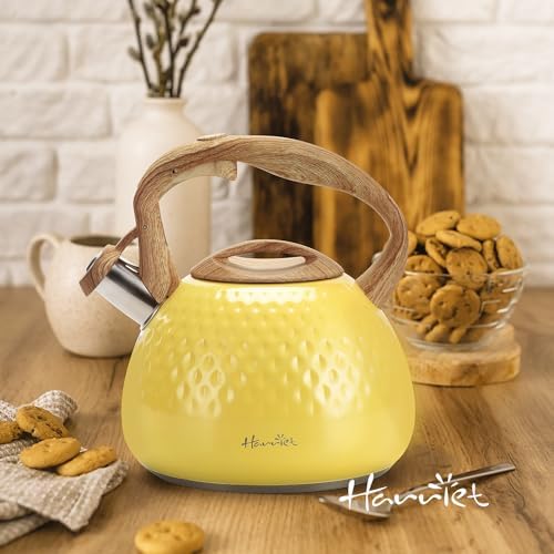 harriet Tea Kettle, Tea Pot for Stovetop, 2.5QT Whistling Kettle with 5-Layers bottom, Food Grade Stainless Steel Kettles with Hot-Resistant Handle Gas Electric Applicable, Yellow - Image 5