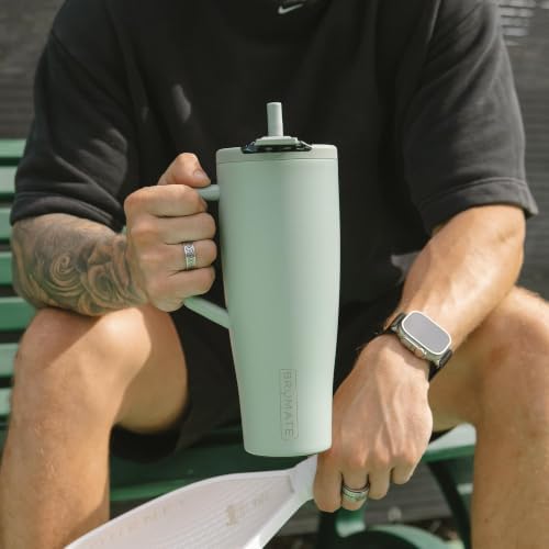 BrüMate Era Flip 40oz Tumbler with 100% Leakproof Covered Straw Lid | Hygienic Covered Straw | Insulated Stainless Steel Water Bottle with Handle | Cup Holder Friendly | BPA-Free (Lemon Lime) - Image 5