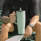 BrüMate Era Flip 40oz Tumbler with 100% Leakproof Covered Straw Lid | Hygienic Covered Straw | Insulated Stainless Steel Water Bottle with Handle | Cup Holder Friendly | BPA-Free (Lemon Lime) - Image 5