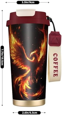 Galaxy Phoenix Double Wall Vacuum Insulated Coffee Tumbler Traditional 316 Stainless Steel Travel Mug with Handle and Straw Leakproof Coffee Cup for Tea Iced Drinks Black - Image 3
