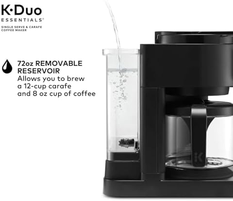 K-Duo Essentials Hot & Iced Coffee Maker Single Serve KCup Pod & 12-Cup Glass Carafe Dual Brew System 72oz Reservoir - Image 3