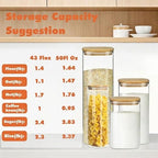 Glass Storage Containers with Airtight Bamboo Lids,Round Glass Jars Pantry Organizers,Perfect for Kitchen Organization - Flour, Rice, Pasta, Sugar, Coffee Beans, Accessories Included (43oz*6) - Image 5