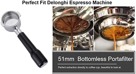 51mm Bottomless Portafilter for DeLonghi Espresso Machine Stainless Steel 51mm Portafilter 2 Ear for ECP3420/ECP3630/ECP3120/EC155/EC260/EC265/EC702 Handle-Plastic - Image 6