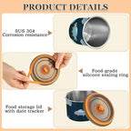 Cartoon Cute Blue-gray Spaceship Designed Food Containers With Lids Stainless Steel Containers For Food Storage Push Button Coffee Canister - Image 5