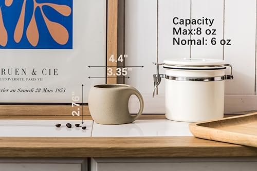Ceramic Cappuccino Cups with Handle,Natural Beige,6 oz,Set of 4 - Image 2