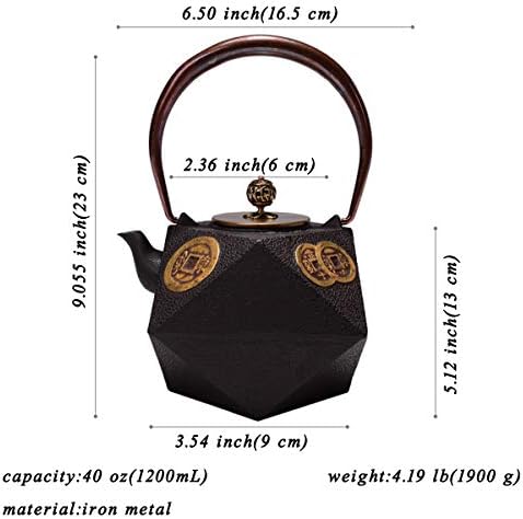 tetsubin Cast iron Tea Kettle workshop Healthy japanese Tea pot with Stainless Steel Infuser（40 oz） - Image 2