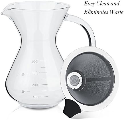 Pour Over Glass Coffee Maker, 13oz Borosilicate Glass Carafe - Image 7