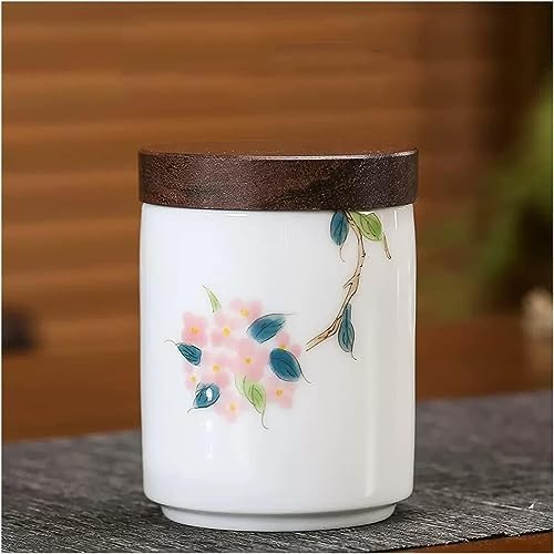 Tea Canister, Tea Caddy Portable Travel Tea Caddy Moisture-Proof Coffee Bean Tin with Wooden Lid Food Storage Jar for Coffee/Sugar/Loose Tea Leaf(E) - Image 4