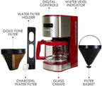Kenmore Drip Coffee Maker - Programmable Cafe Machine With Glass Pot, Regular & Bold Brew, Auto Shut Off Large Water Reservoir, Reusable Filter, Kitchen Appliances For Cafeteria Barista, 12 Cup Red - Image 6