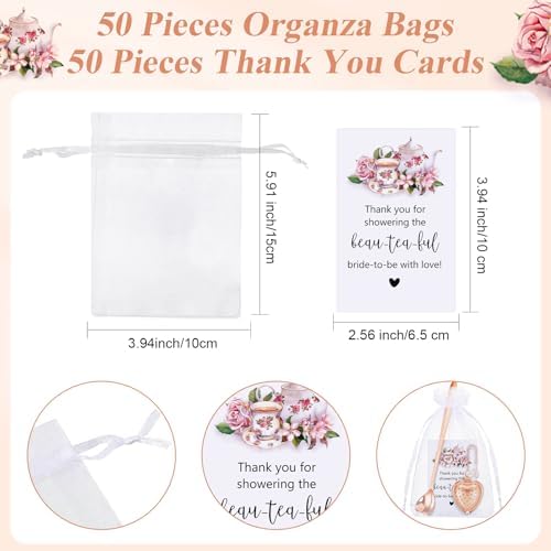 Qinyoung 50 Sets Bridal Shower Tea Party Favors for Guests, Rose Gold - Image 4