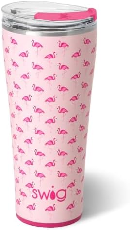 Swig Life 32oz Insulated Tumbler with Lid, Flamingos by SwigLife