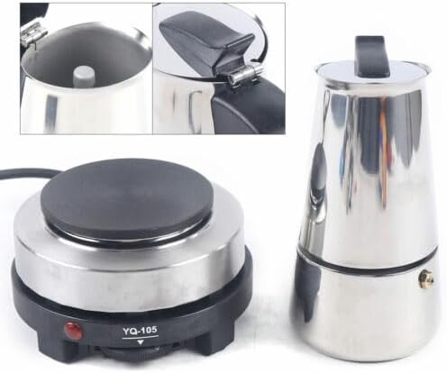 Espresso Coffer Maker Stainless Steel Moka Coffee Pot With Electric Stove Stovetop Expresso Percolator Easy To Clean Italian Cooker Induction Portable Cafeteria Classic Cafe Silver (4 cup) - Image 4