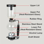 Borosilicate Glass Syphon Brewer, 5 Cups(500ml) Syphon Coffee Maker, Vacuum Coffee Pot with Stainless Steel Stand,High-Temperature Resilience, for Coffee Aficionados - Image 7