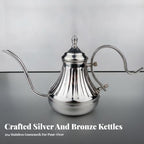 Easy to Clean Kettle | Food-Grade Stainless Steel, Gooseneck Coffee Kettle Fluted Body, for Home, Baristas, Bronze, 450ML - Image 3