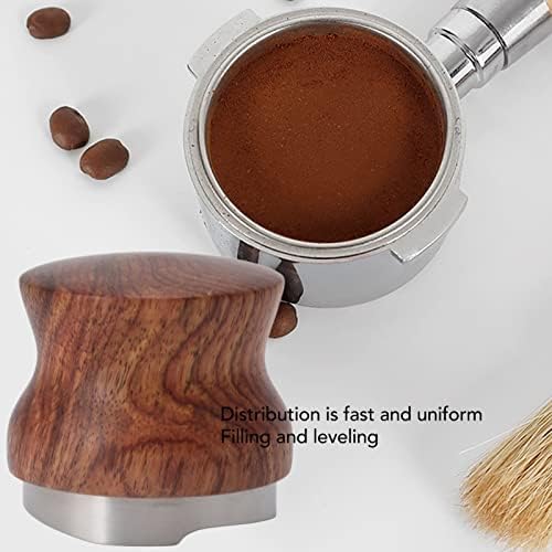 Coffee Distributor, Hand Coffee Leveler, 304 Stainless Steel Espresso Coffee Tamper with Rosewood Handle, Unifrpm Extraction Espresso Tamper, Mirror Polished Coffee Leveler for Coffee Lovers(53mm) - Image 7