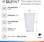 Silipint 2-Pack 16oz Silicone Pint Glass – Unbreakable, BPA-Free, Reusable Silicone Drinking Cup – Microwave & Freezer Safe – Stemless Glass for Coffee, Smoothies (Crystal Clear) - Image 2